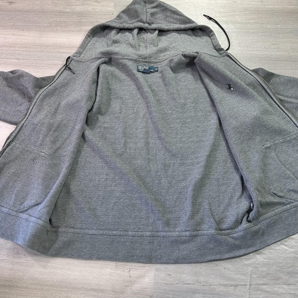 Polo Ralph Lauren Hoodie Mens XL Gray Full Zip Sweatshirt Pony Logo Pockets - Picture 3 of 12